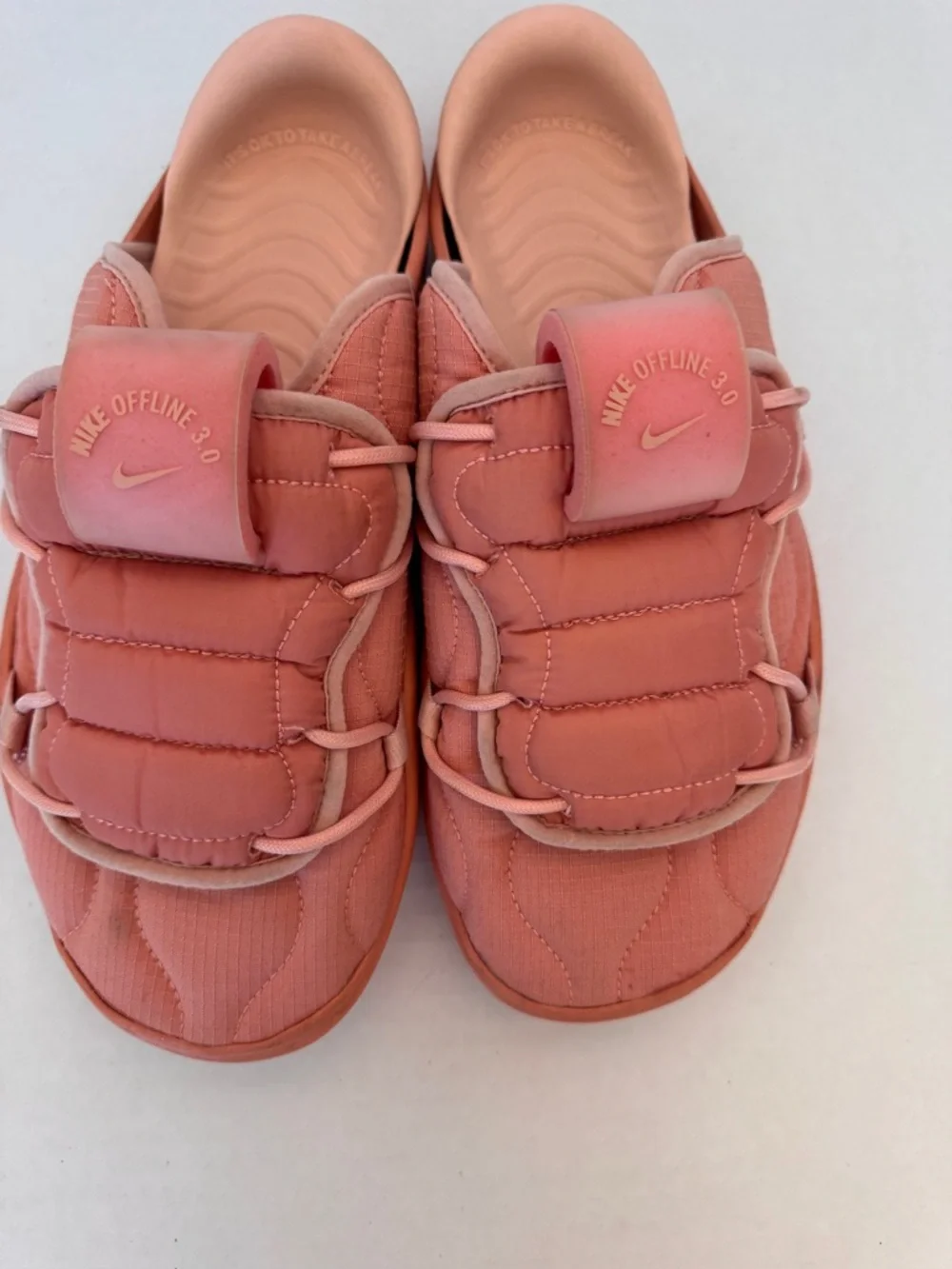 NIKE Mens 11 Offline 3.0 Quilted Mule Peach Coral Slides Comfort Slip On